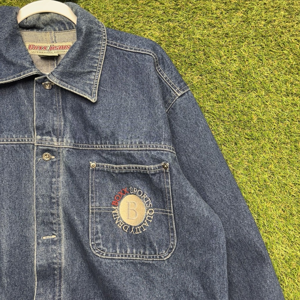 Vintage Boxx Jean Jacket Mens Large Chore Coat Medium Wash Workwear Made in USA - Picture 2 of 12